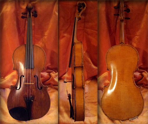 violon CARLO TESTORE 1740 face fond profil